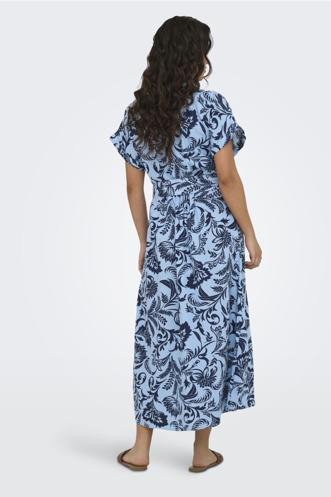 ONLJAKIRI LINEN SS MIDI SHIRT DRESS 15357784 Cerulean/NOOS GRAPH